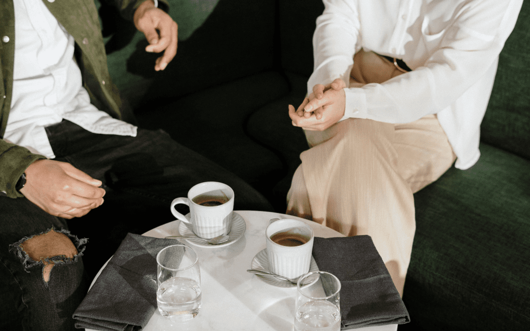 busy professionals in love having coffee